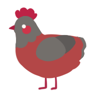 A red and grey chicken with a head pattern