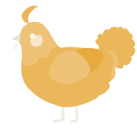 A honey chicken with a head pattern