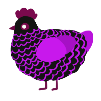 A black and amethyst chicken with a lace pattern