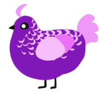 Berriful, a violet and lavender chicken with a half-lace pattern