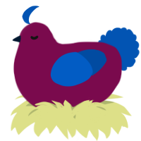A wine and ultramarine chicken
