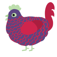 A overcast and crimson chicken with a lace pattern