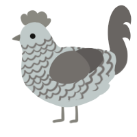 A silver and grey chicken with a lace pattern