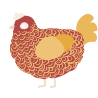 A red and honey chicken with a double-lace pattern