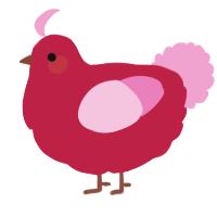 A crimson and pink chicken