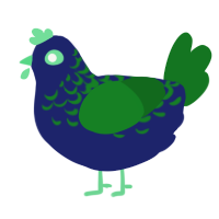 A navy and leaf chicken with a half-lace pattern