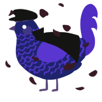 A navy and indigo chicken with a lace pattern