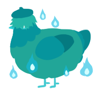A turquoise and teal chicken with a head pattern