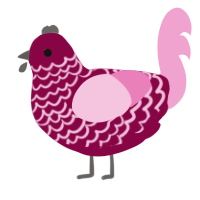 A maroon and pink chicken with a lace pattern