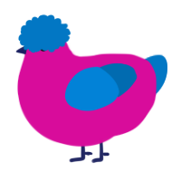 A fuchsia and sapphire chicken