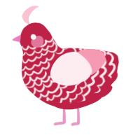 A crimson and rose chicken with a lace pattern