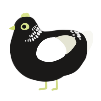A sable and white chicken with a neck-band pattern