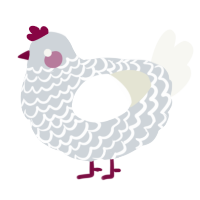 A mist and white chicken with a lace pattern