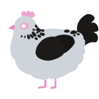 A mist and sable chicken with a neck-speckle pattern