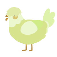 A lemon and apple chicken with a head pattern