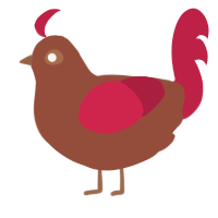 A russet and crimson chicken