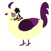 Blueberry Tart, a black and gluppy chicken with a neck-speckle pattern