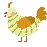 A apple and ochre chicken with a bar pattern