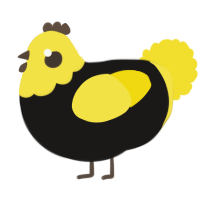 A sable and yellow chicken with a head pattern