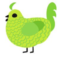 A lime and grass chicken with a lace pattern