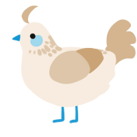 A cream and beige chicken with a neck-speckle pattern