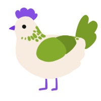 A cream and chartreuse chicken with a neck-speckle pattern