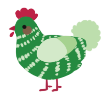 A viridian and gluppy chicken with a bar pattern