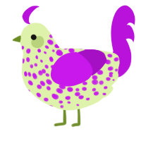 A apple and amethyst chicken with a speckle pattern