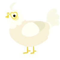 A cream and white chicken with a head pattern