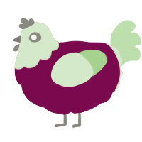 A wine and gluppy chicken with a head pattern