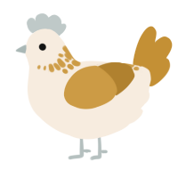 A cream and gold chicken with a neck-speckle pattern