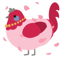 A rose and crimson chicken with a head pattern