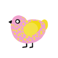 Golden cotton candy, a pink and yellow chicken with a speckle pattern