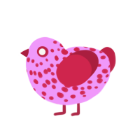 San Valentín, a lavender and crimson chicken with a speckle pattern