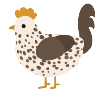 A cream and bark chicken with a speckle pattern