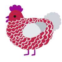 A crimson and mist chicken with a lace pattern