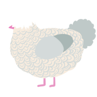 A cream and silver chicken with a double-lace pattern