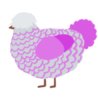 A mist and orchid chicken with a lace pattern