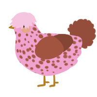 A pink and russet chicken with a speckle pattern