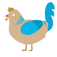 A beige and cerulean chicken with a neck-band pattern