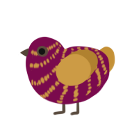 Gato, a wine and gold chicken with a bar pattern