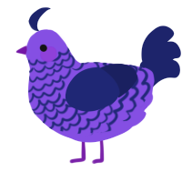 A blurple and navy chicken with a lace pattern