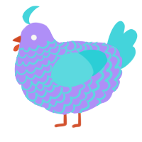 A lilac and aqua chicken with a lace pattern