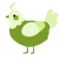 A chartreuse and apple chicken with a head pattern