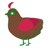 A olive and crimson chicken with a lace pattern