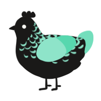 A sable and mint chicken with a half-lace pattern