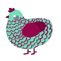 A mint and maroon chicken with a lace pattern
