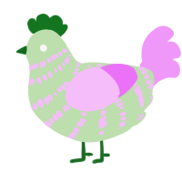A gluppy and lavender chicken with a bar pattern