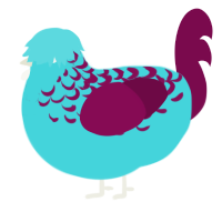 patches, a aqua and wine chicken with a half-lace pattern