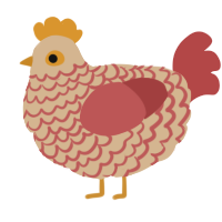 A beige and red chicken with a lace pattern